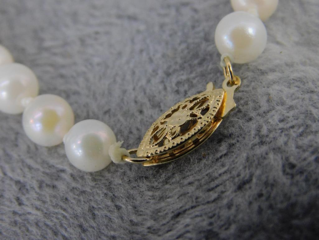 14K Yellow Gold Clasp - 8" Pearl Necklace - 2