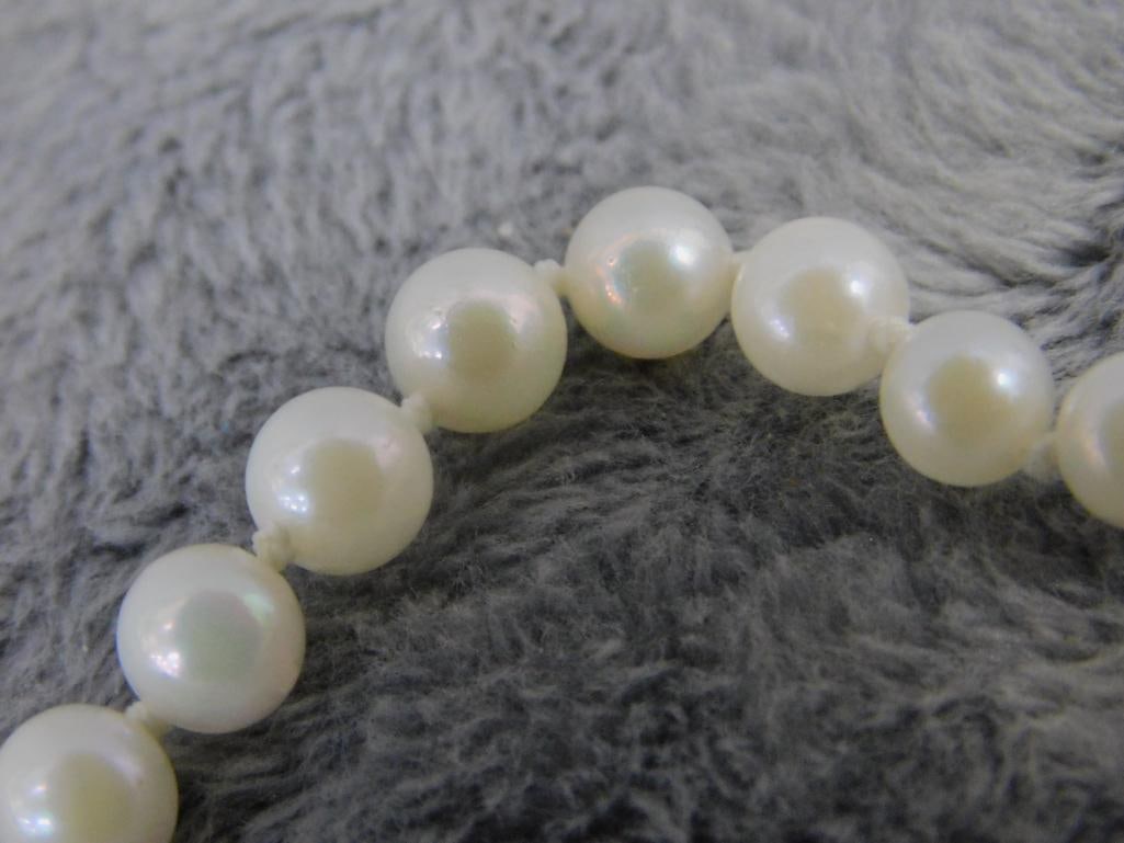 14K Yellow Gold Clasp - 8" Pearl Necklace - 3