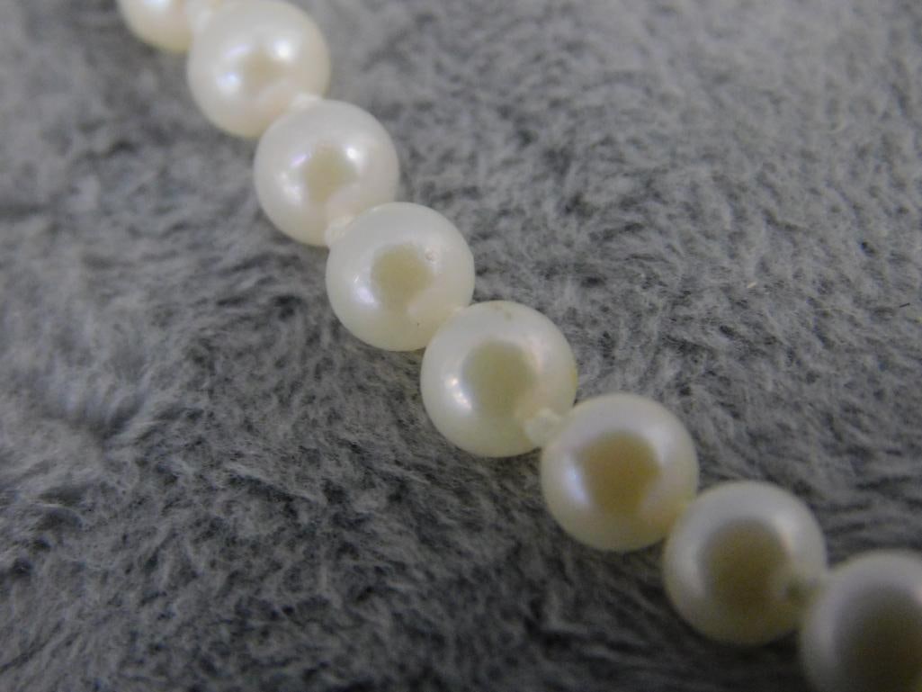 14K Yellow Gold Clasp - 8" Pearl Necklace - 4