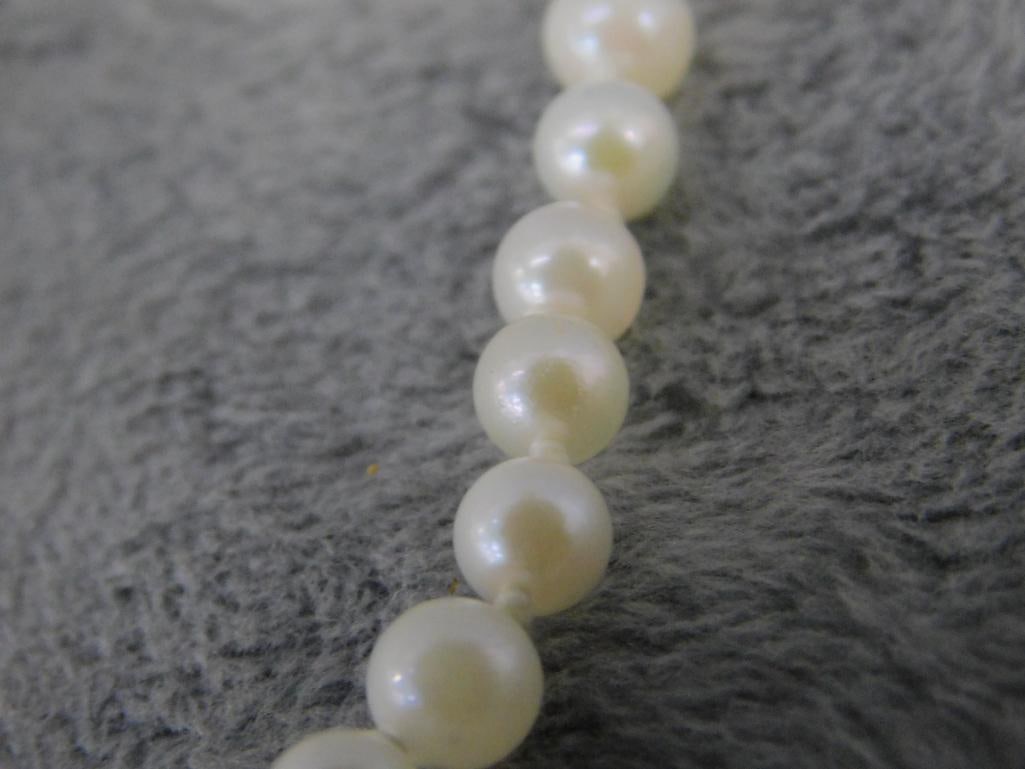 14K Yellow Gold Clasp - 8" Pearl Necklace - 5
