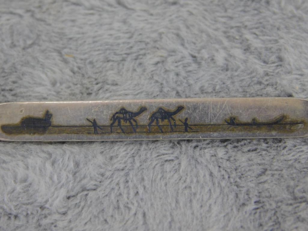 Sterling Silver - Pin - Egypt - Camels - 5.84 Grams - 8