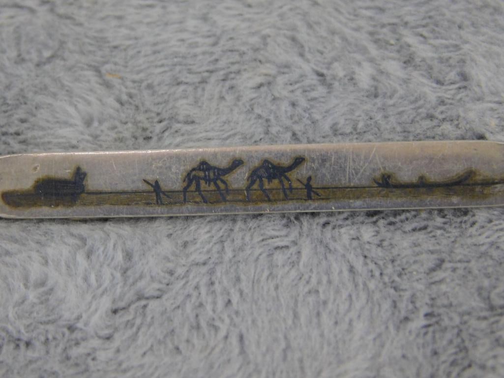 Sterling Silver - Pin - Egypt - Camels - 5.84 Grams - 9