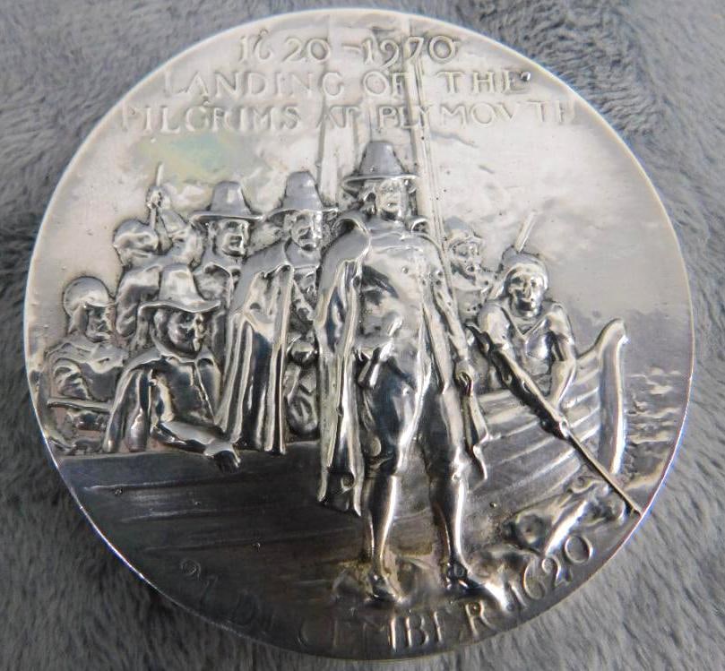 Sterling Silver - 1970 Reed and Barton " Plymouth Landing" Medallion - 133.0 Grams: See Photos For Condition and Details