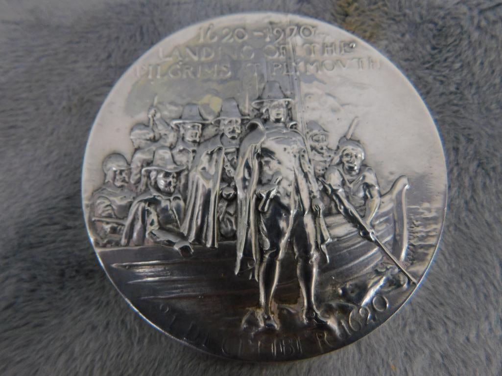 Sterling Silver - 1970 Reed and Barton " Plymouth Landing" Medallion - 133.0 Grams - 4