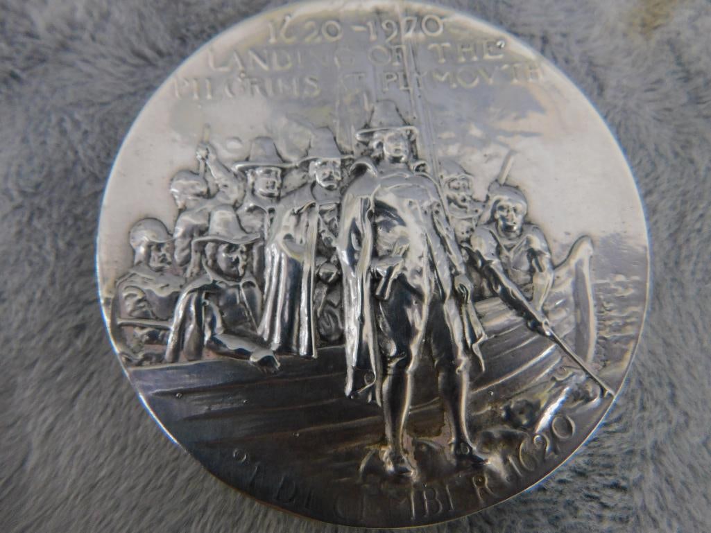 Sterling Silver - 1970 Reed and Barton " Plymouth Landing" Medallion - 133.0 Grams - 7