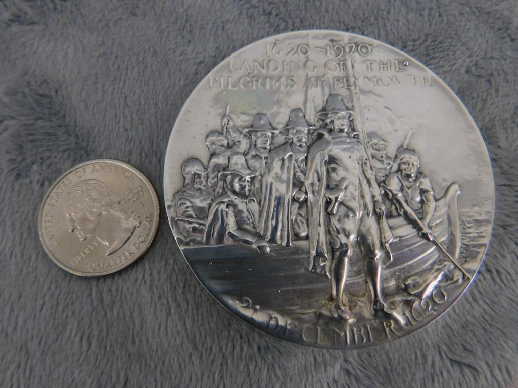 Sterling Silver - 1970 Reed and Barton " Plymouth Landing" Medallion - 133.0 Grams - 8