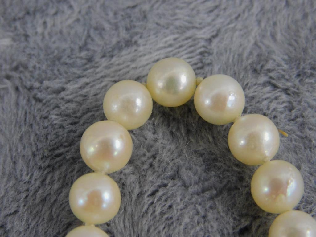 14K Yellow Gold Clasp - 7" Natural Pearl Bracelet - 10.09 Grams TW - 4