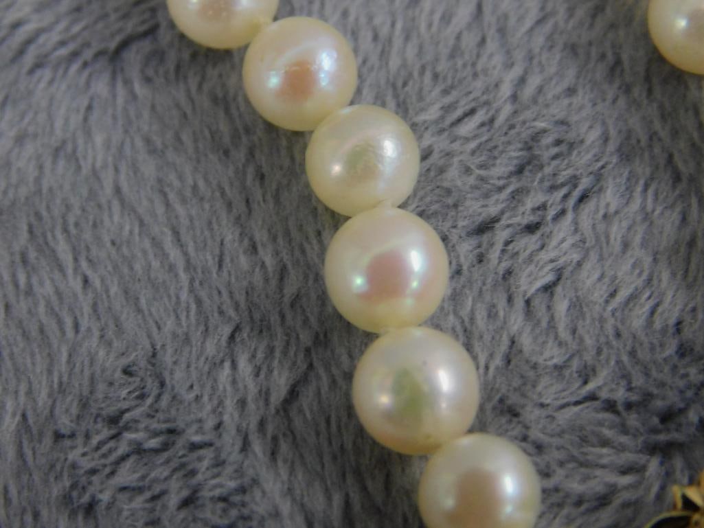 14K Yellow Gold Clasp - 7" Natural Pearl Bracelet - 10.09 Grams TW - 5