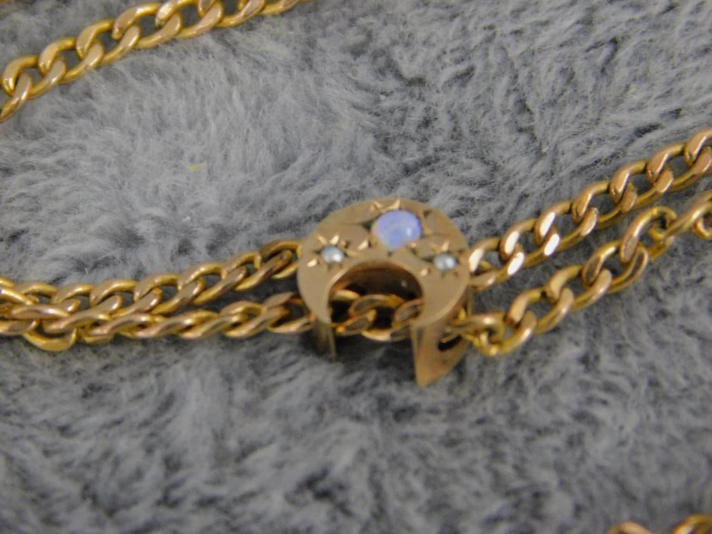 14K Tri Colored Gold Elgin Ladies Pocket Watch 33.57 Grams TW - Albro Gold Filled Chain - 10