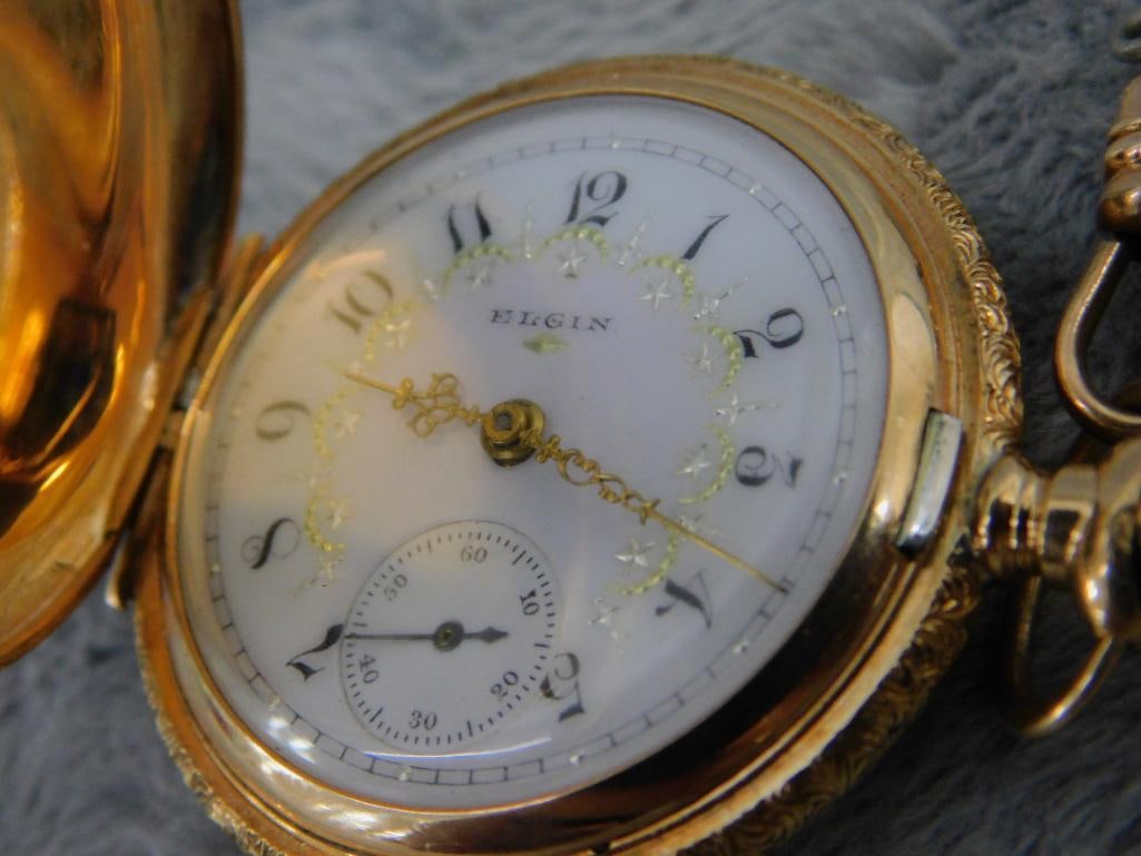 14K Tri Colored Gold Elgin Ladies Pocket Watch 33.57 Grams TW - Albro Gold Filled Chain - 3