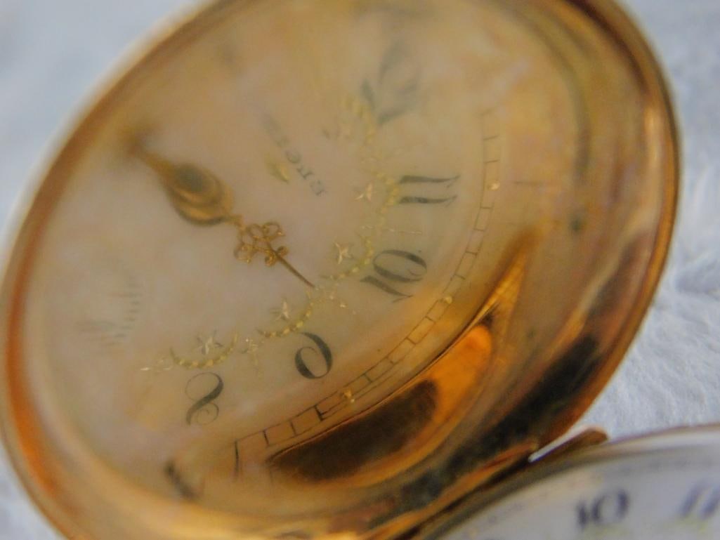 14K Tri Colored Gold Elgin Ladies Pocket Watch 33.57 Grams TW - Albro Gold Filled Chain - 4