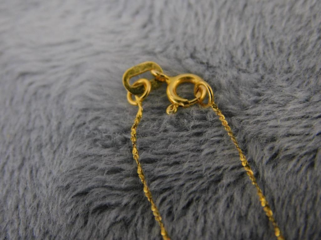 14K Yellow Gold - 16" Pendant Necklace - Black Pearl - 1.51 Grams TW - 4
