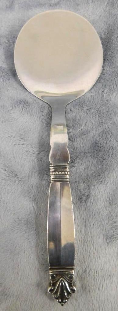 Sterling Silver Handle - George Jenson Server Spoon - Acanthus Pattern - 78.91 Grams TW: See Photos For Condition and Details
