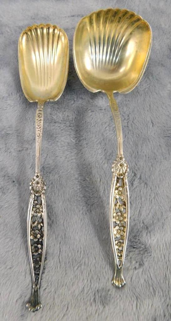 Sterling Silver - Whiting MFG. 6" Ladle - 6.25" Sugar Spoon - 41 Grams: See Photos For Condition and Details