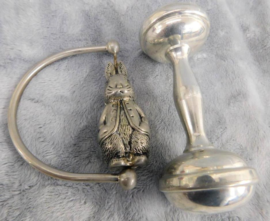 Pair of Silver Plate Childs Rattles: See Photos For Condition and Details