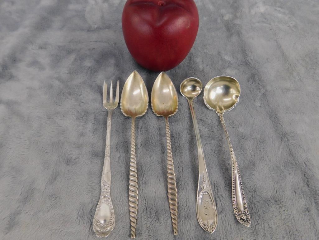 Sterling Silver - 4 Misc. Serving Spoons - Fork - 72.0 Grams - 13