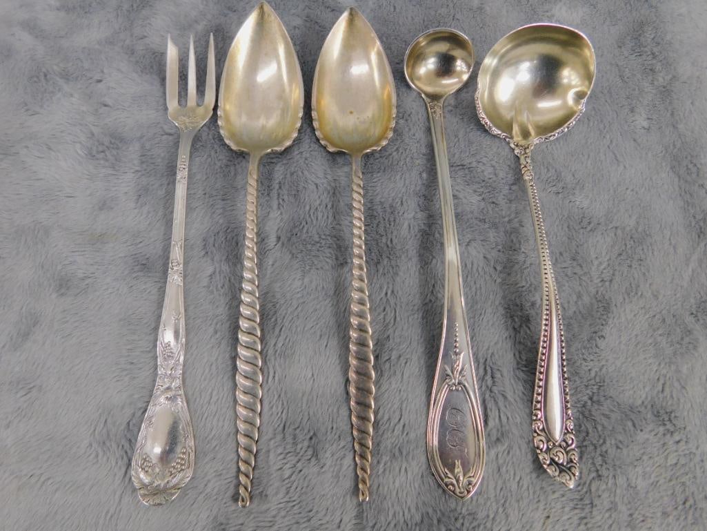 Sterling Silver - 4 Misc. Serving Spoons - Fork - 72.0 Grams - 14