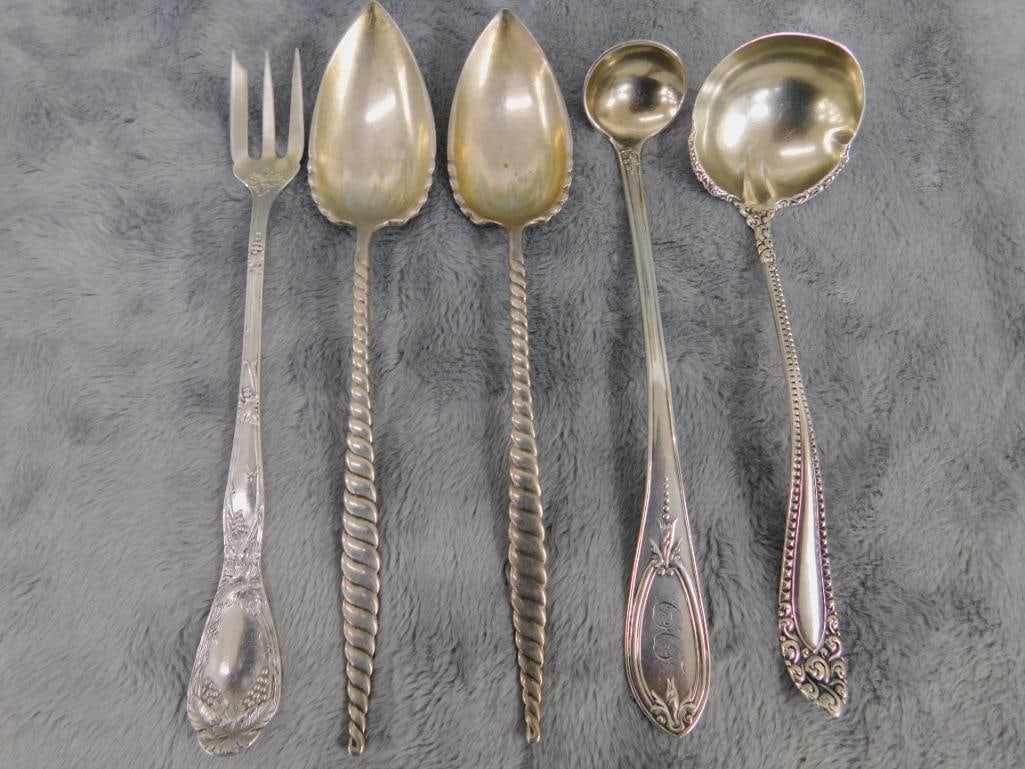 Sterling Silver - 4 Misc. Serving Spoons - Fork - 72.0 Grams - 15