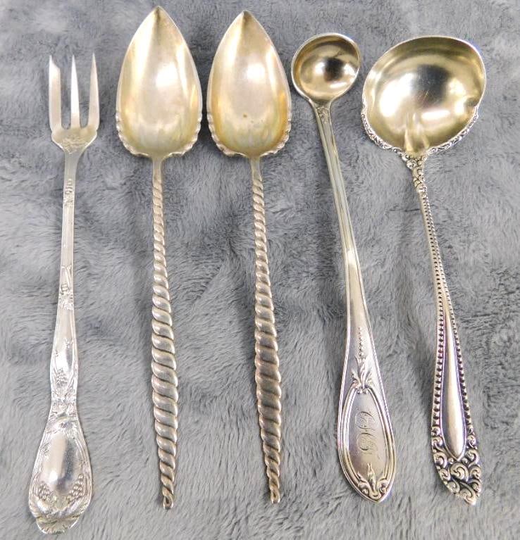 Sterling Silver - 4 Misc. Serving Spoons - Fork - 72.0 Grams (1 of 15)
