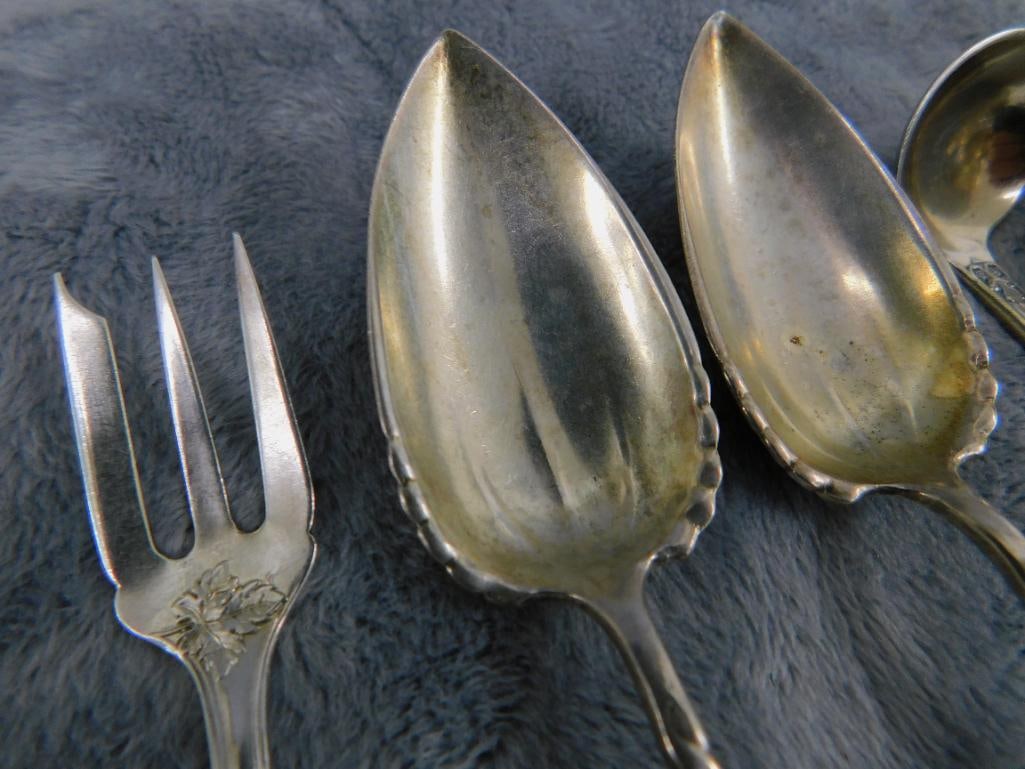 Sterling Silver - 4 Misc. Serving Spoons - Fork - 72.0 Grams - 2