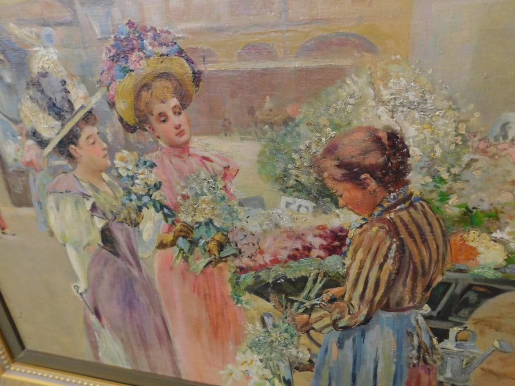 Vintage Oil on Canvas - Ornate Gilded Frame - Signed - Paris - 33.5" x 46.5" - 2
