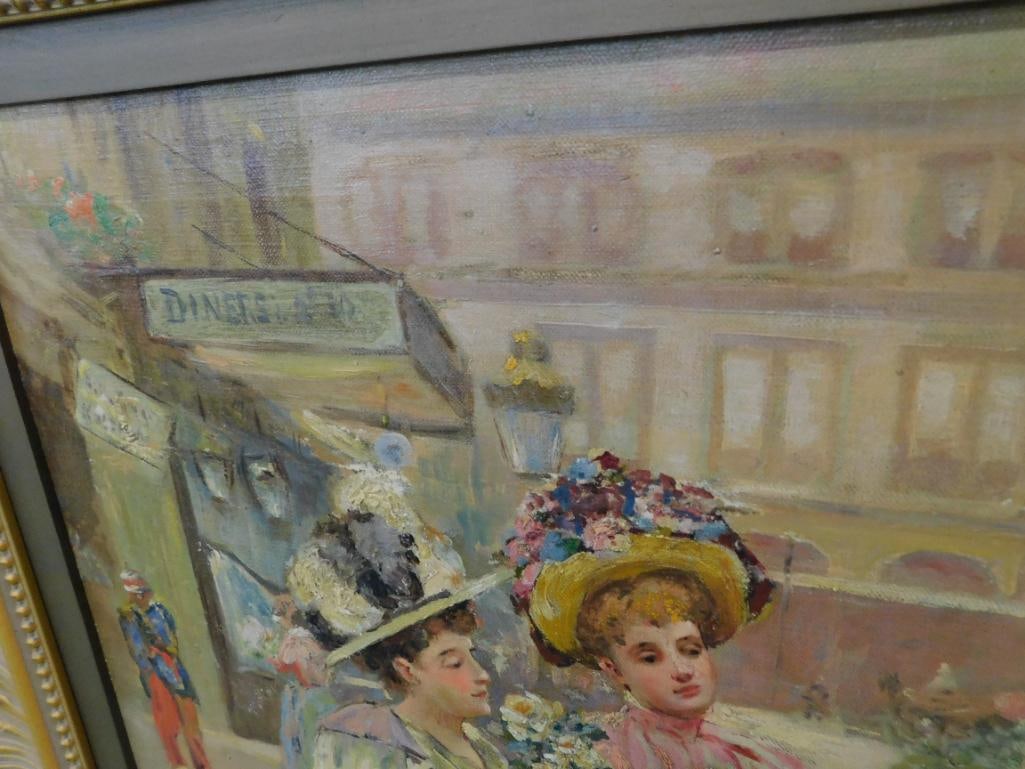 Vintage Oil on Canvas - Ornate Gilded Frame - Signed - Paris - 33.5" x 46.5" - 3