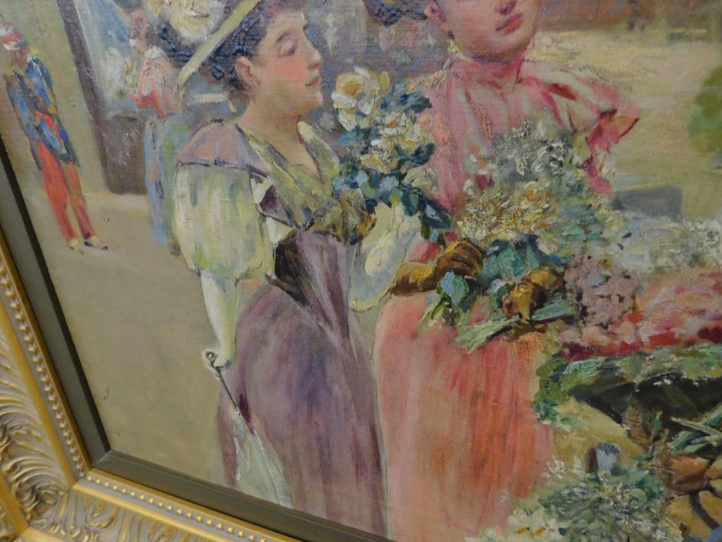 Vintage Oil on Canvas - Ornate Gilded Frame - Signed - Paris - 33.5" x 46.5" - 4