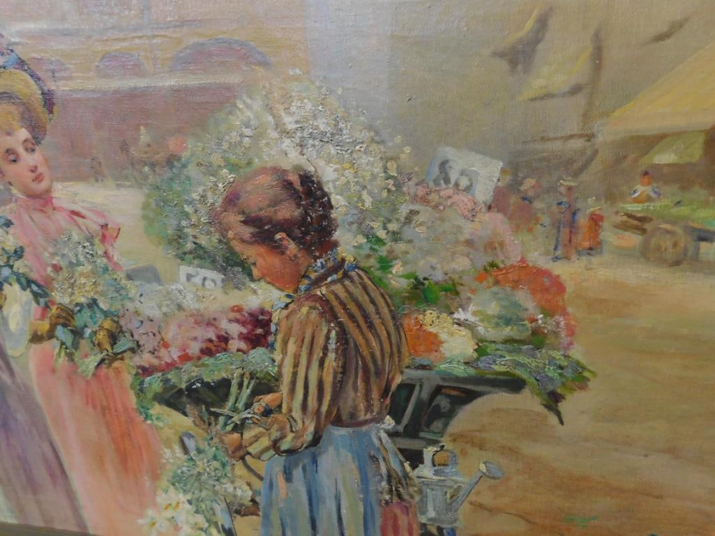 Vintage Oil on Canvas - Ornate Gilded Frame - Signed - Paris - 33.5" x 46.5" - 5