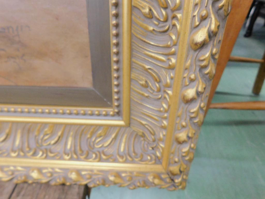 Vintage Oil on Canvas - Ornate Gilded Frame - Signed - Paris - 33.5" x 46.5" - 7