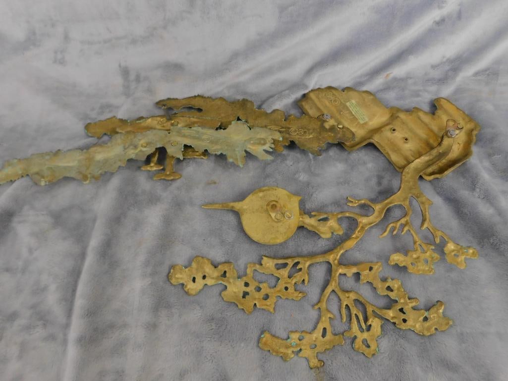 Heavy Brass Wall Hung Sculpture - Deer in Forest - 13" x 24" x 3" - 6