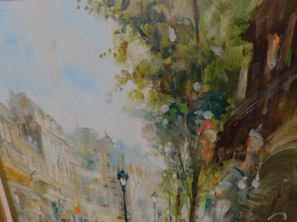 Modern Oil On Canvas - Paris Cafe Scene - Signed - 31" x 43" - 6