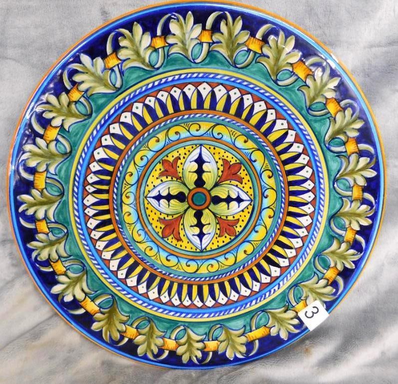 Deruta Italy 14" Decorated Pottery Bowl: See Photos For Condition and Details
