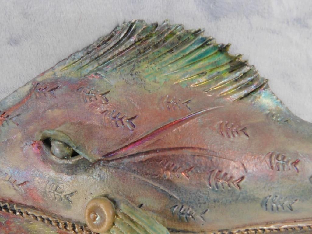 Studio Art Pottery - Raku - Somethings Fishy Signed - Fish - 10.5" x 17" x 2" - 3