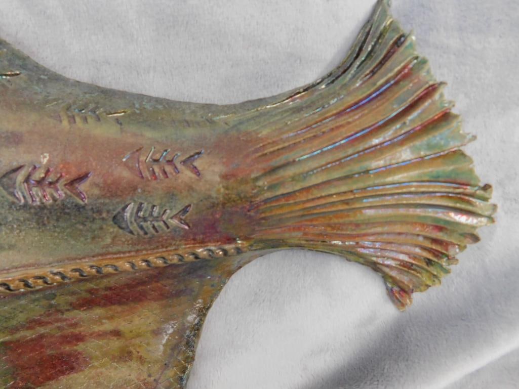 Studio Art Pottery - Raku - Somethings Fishy Signed - Fish - 10.5" x 17" x 2" - 4