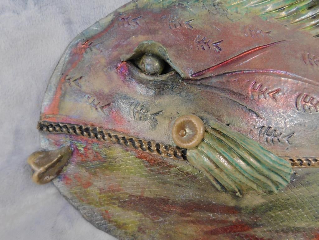 Studio Art Pottery - Raku - Somethings Fishy Signed - Fish - 10.5" x 17" x 2" - 6