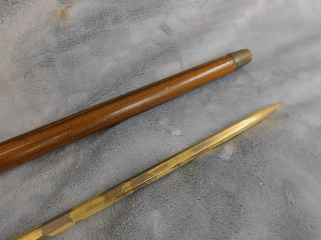 Vintage English Walking Cane - Silver Plate Tip - Converts into Sword - 9