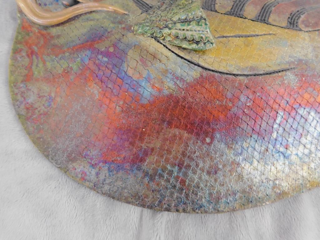 Studio Art Pottery - Raku - Somethings Fishy Signed - Fish - 8" x 13" x 1.5" - 3