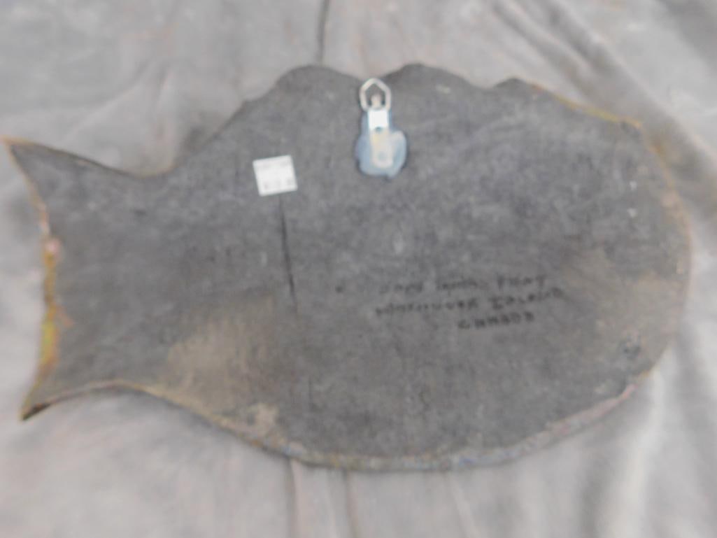 Studio Art Pottery - Raku - Somethings Fishy Signed - Fish - 8" x 13" x 1.5" - 7