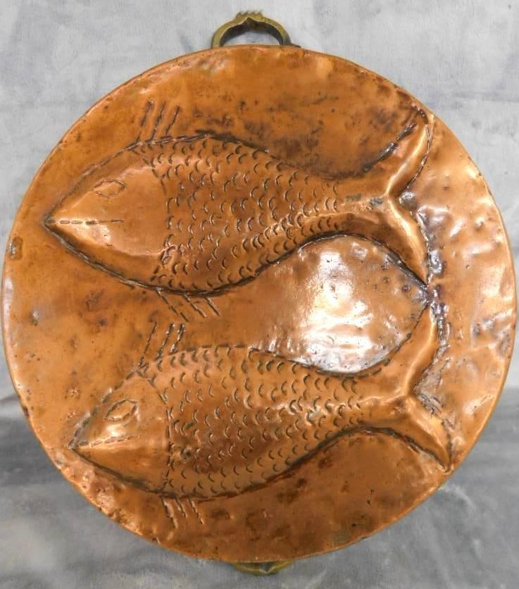Vintage Copper Mold - Fish - Handled - 4" x 18" x 13": See Photos For Condition and Details