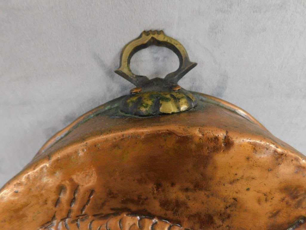 Vintage Copper Mold - Fish - Handled - 4" x 18" x 13" - 2
