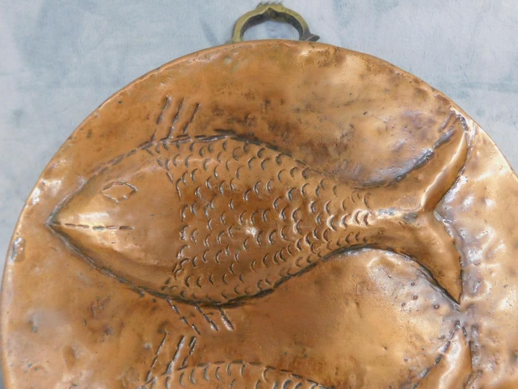 Vintage Copper Mold - Fish - Handled - 4" x 18" x 13" - 3