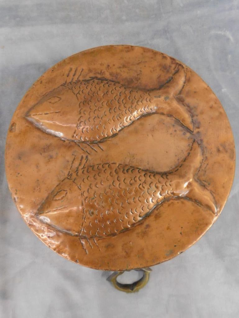 Vintage Copper Mold - Fish - Handled - 4" x 18" x 13" - 7