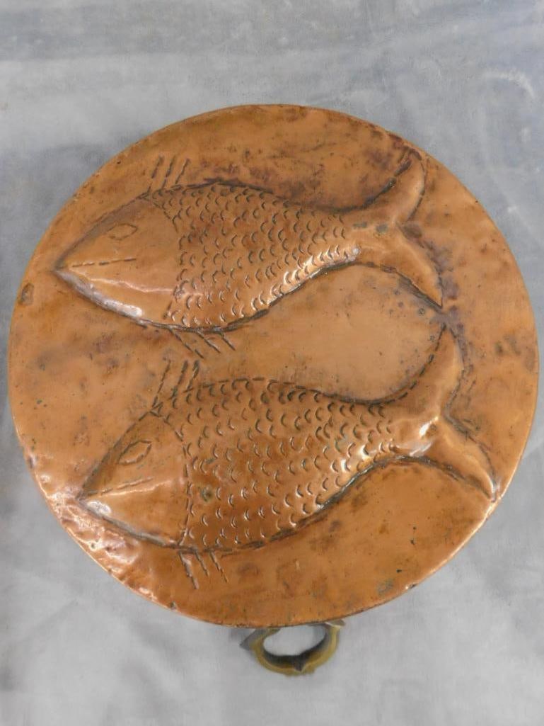 Vintage Copper Mold - Fish - Handled - 4" x 18" x 13" - 8