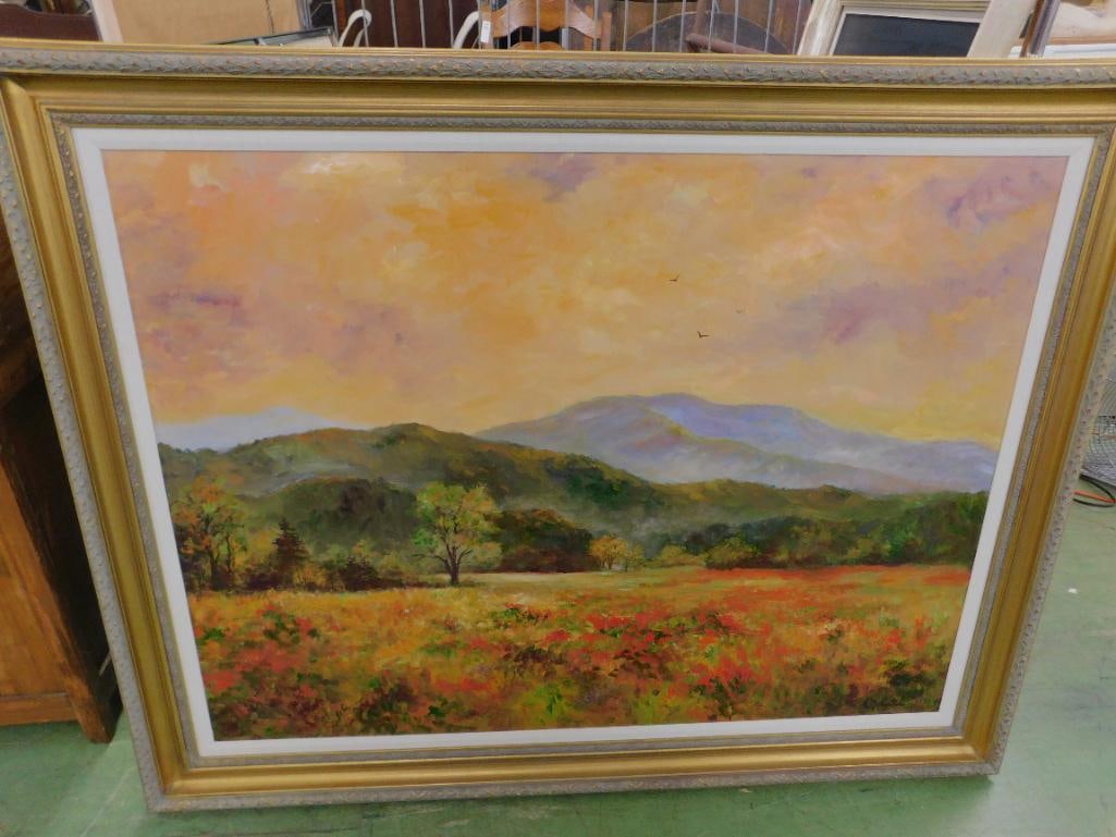 Large Oil on Canvas - Signed Alan McCarter - "Visions of Red Cades Cove" - 45" x 56.5" - 13
