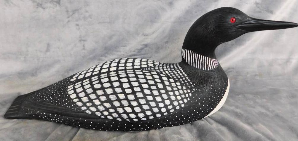 Jennings Decoy Co. - Oversized Loon Decoy - Signed Johnson - 9.75" x 24.5" x 9": See Photos For Condition and Details