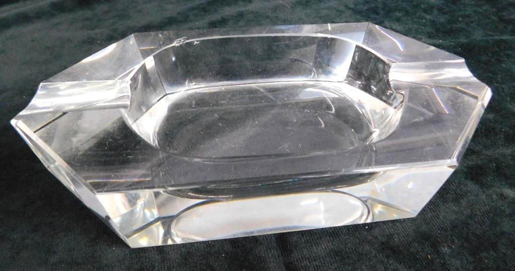 Lead Crystal Cigar Ashtray - Small Chip - 1.75" x 9" x 4": See Photos For Condition and Details