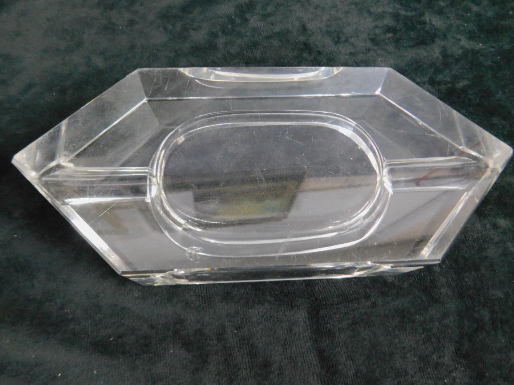 Lead Crystal Cigar Ashtray - Small Chip - 1.75" x 9" x 4" - 3