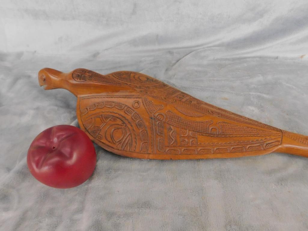 Carved Wood Scepter - Cobra Snake - 32" x 7.5" x 3" - 12