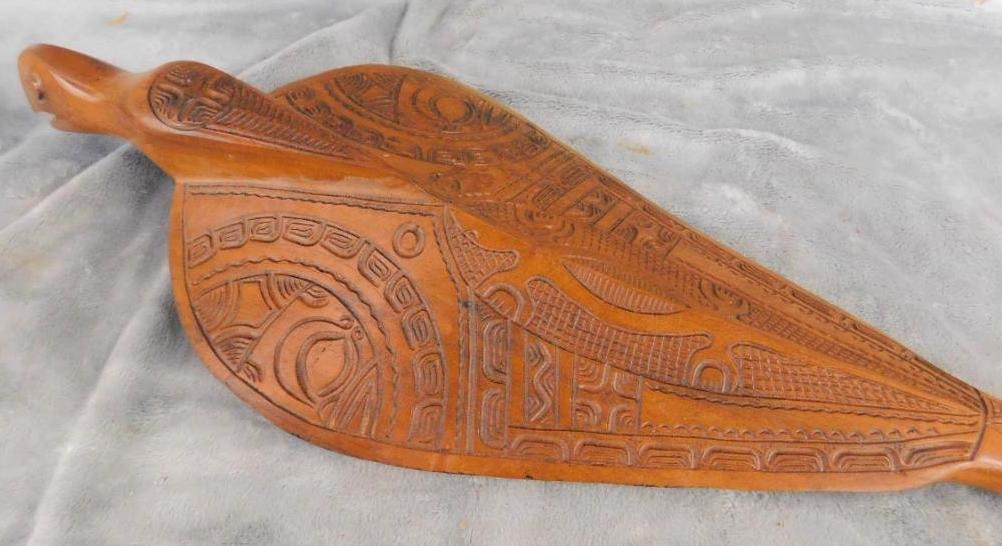 Carved Wood Scepter - Cobra Snake - 32" x 7.5" x 3": See Photos For Condition and Details