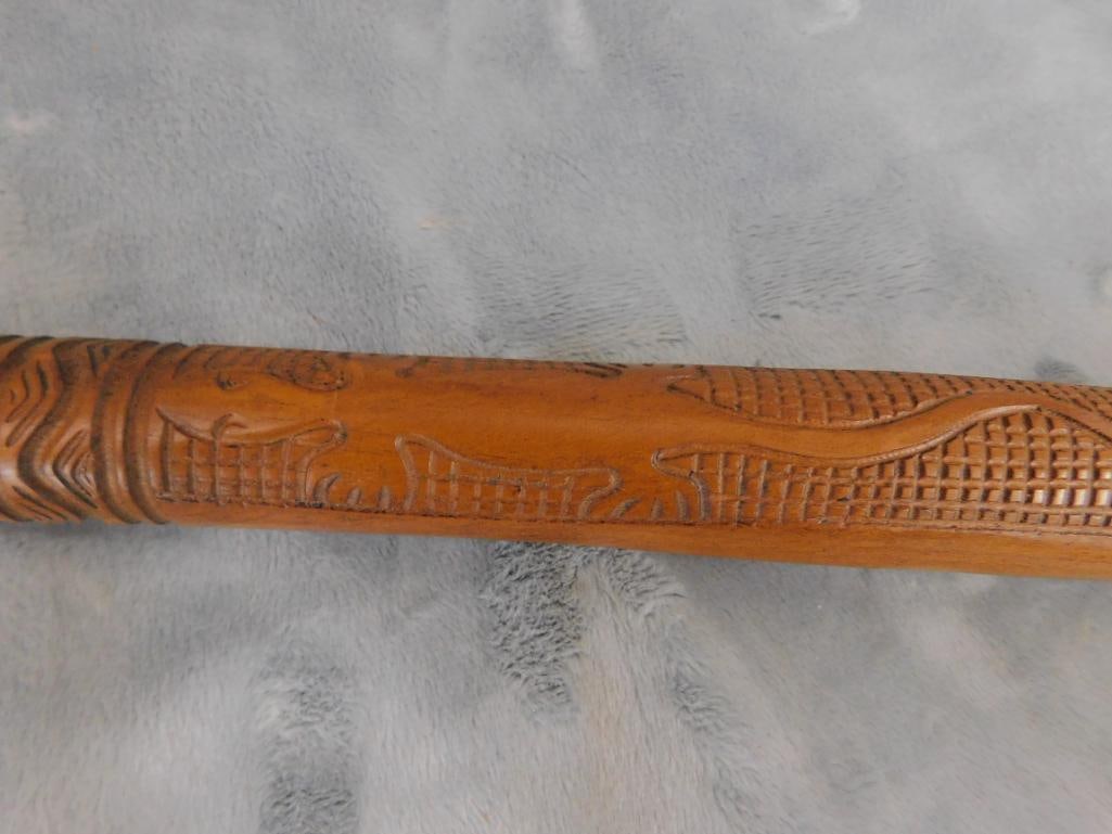 Carved Wood Scepter - Cobra Snake - 32" x 7.5" x 3" - 8